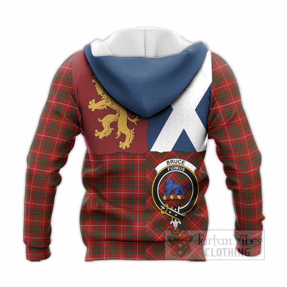 Bruce Crest Tartan Knitted Hoodie with Lion Rampant Saltire Style