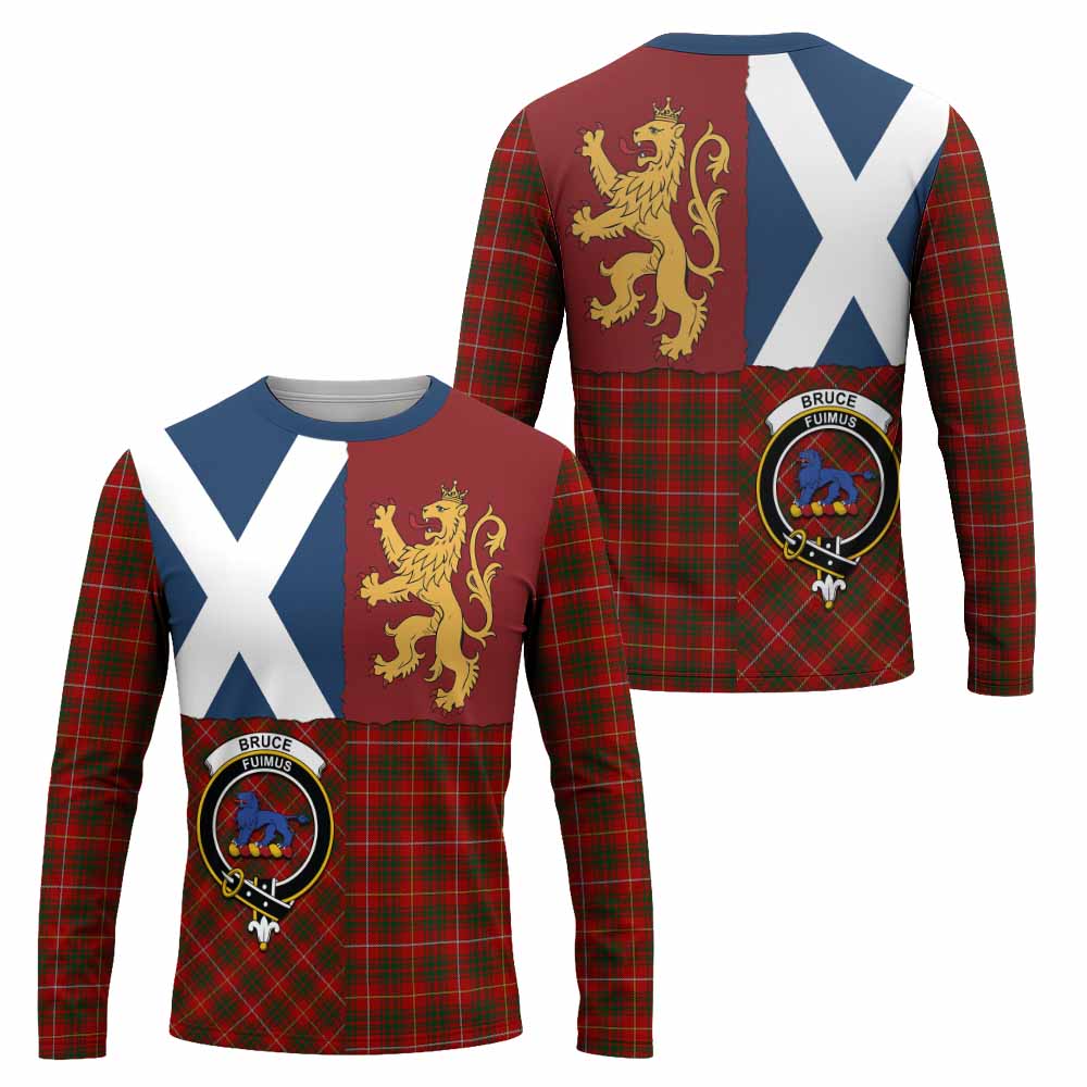 Bruce Crest Tartan Long Sleeve T-Shirt with Lion Rampant Saltire Style