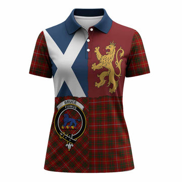 Bruce Crest Tartan Women Polo Shirt with Lion Rampant Saltire Style