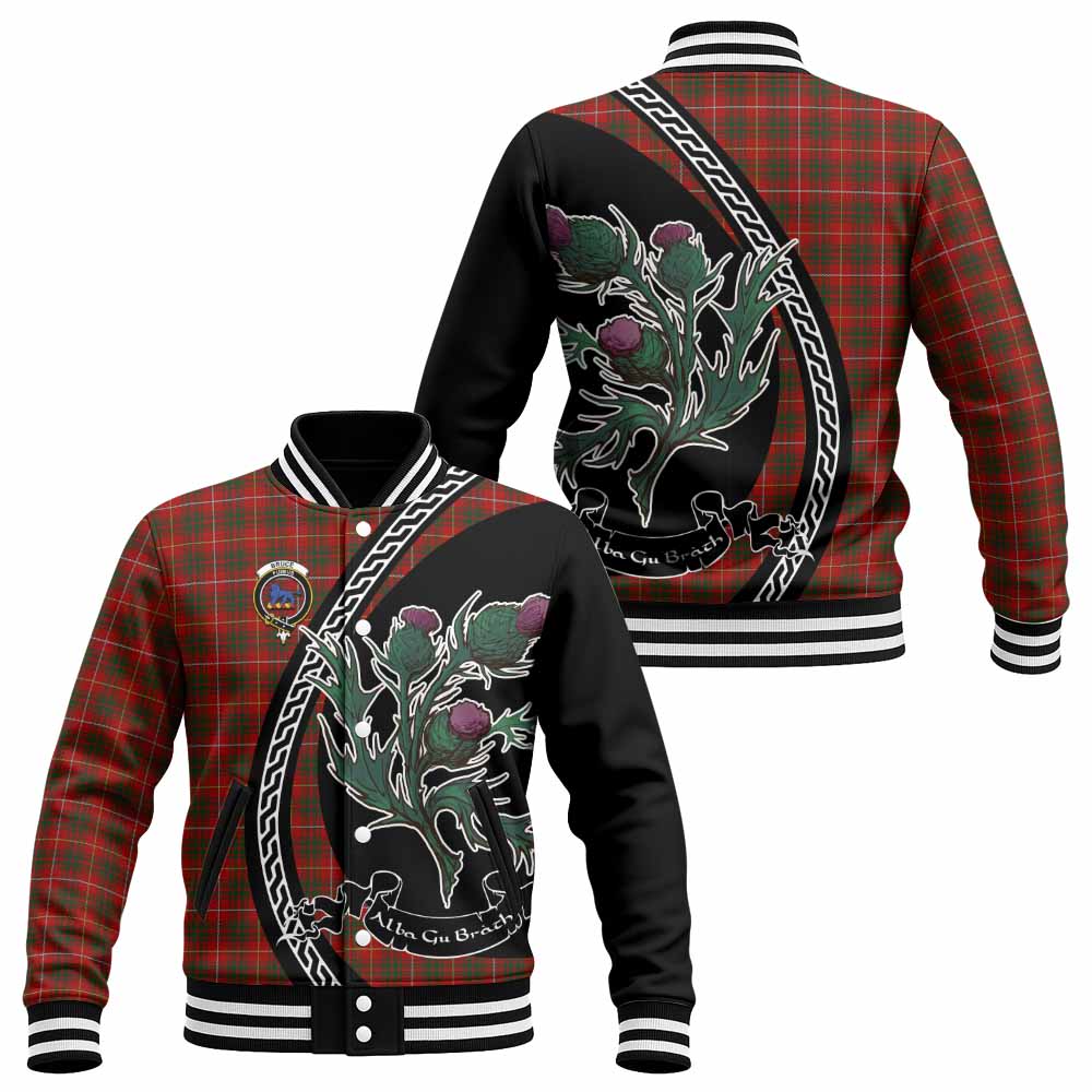 Bruce Family Crest Tartan Baseball Jacket Alba Thistle Inspired - Tartan Vibes Clothing