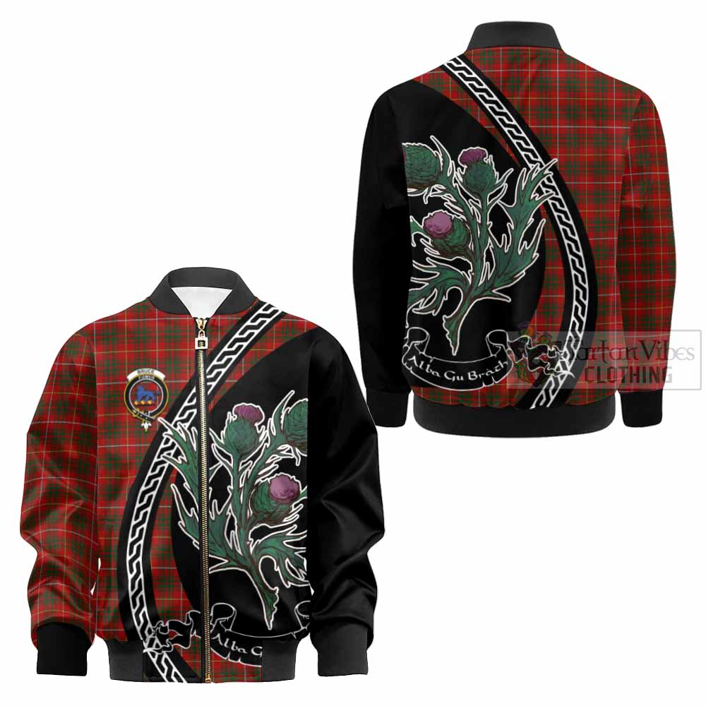 Bruce Family Crest Tartan Kid Bomber Jacket Alba Thistle Inspired - Tartan Vibes Clothing