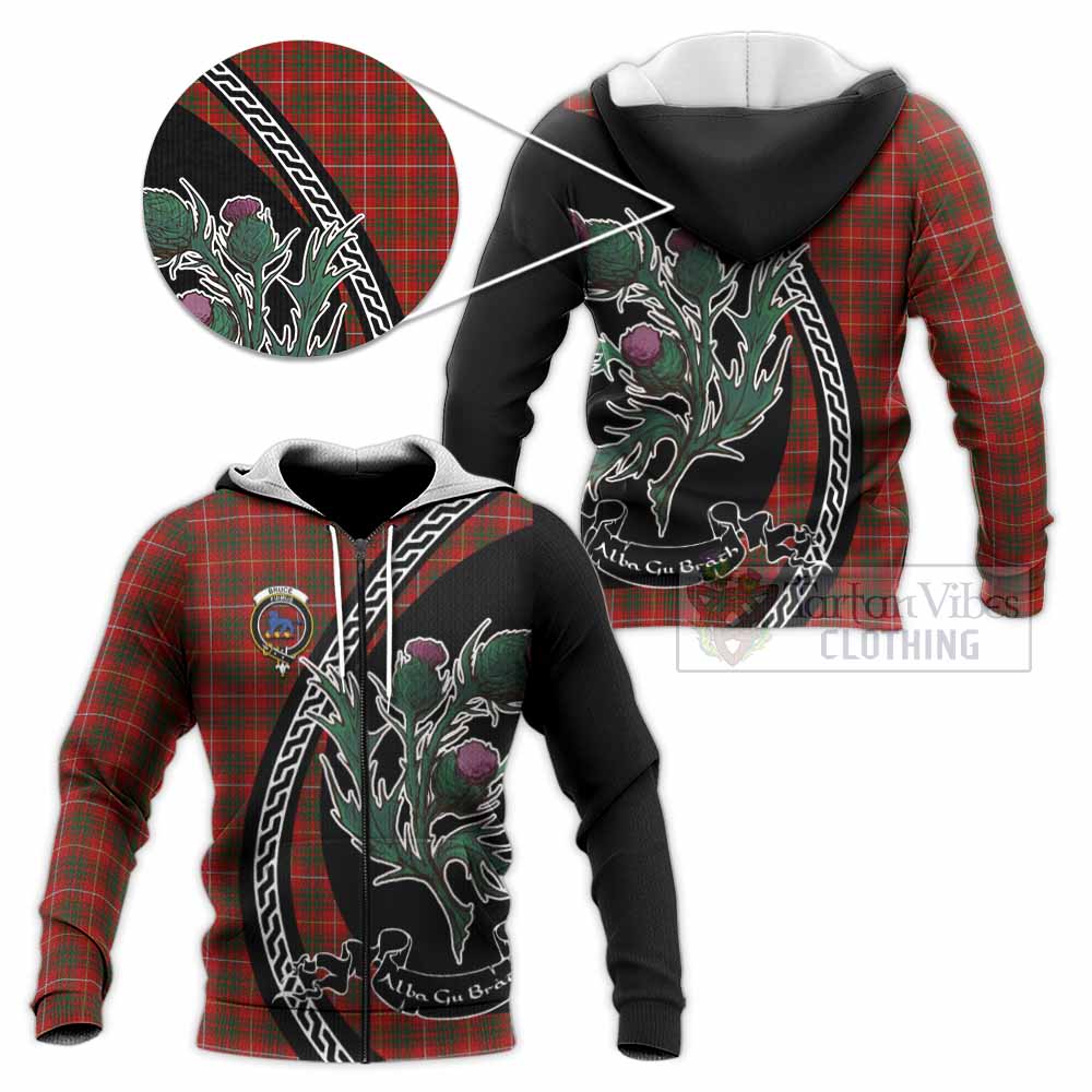 Bruce Family Crest Tartan Knitted Hoodie Alba Thistle Inspired - Tartan Vibes Clothing