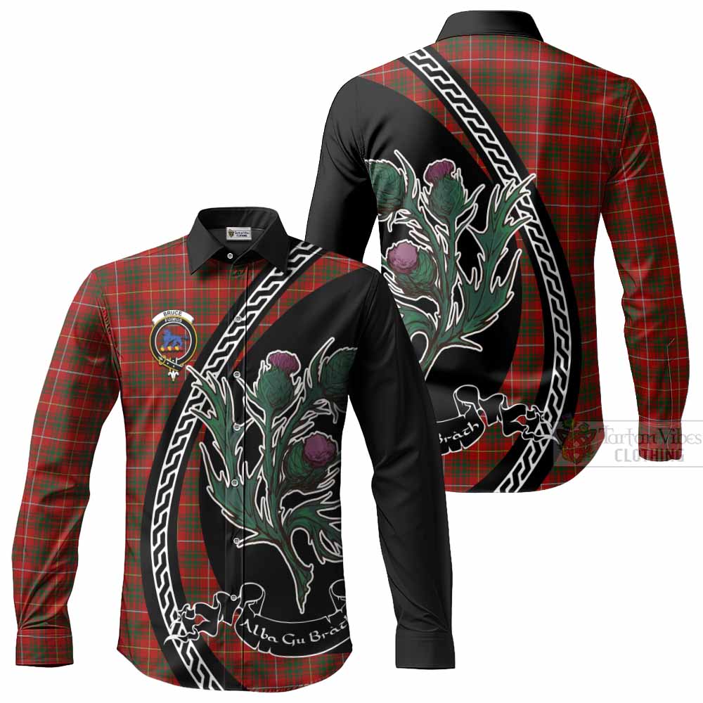 Bruce Family Crest Tartan Long Sleeve Button Shirts Alba Thistle Inspired - Tartan Vibes Clothing