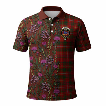 Bruce Family Crest Tartan Polo Shirt Scottish Thistle Flower Pattern Half Style - Tartan Vibes Clothing