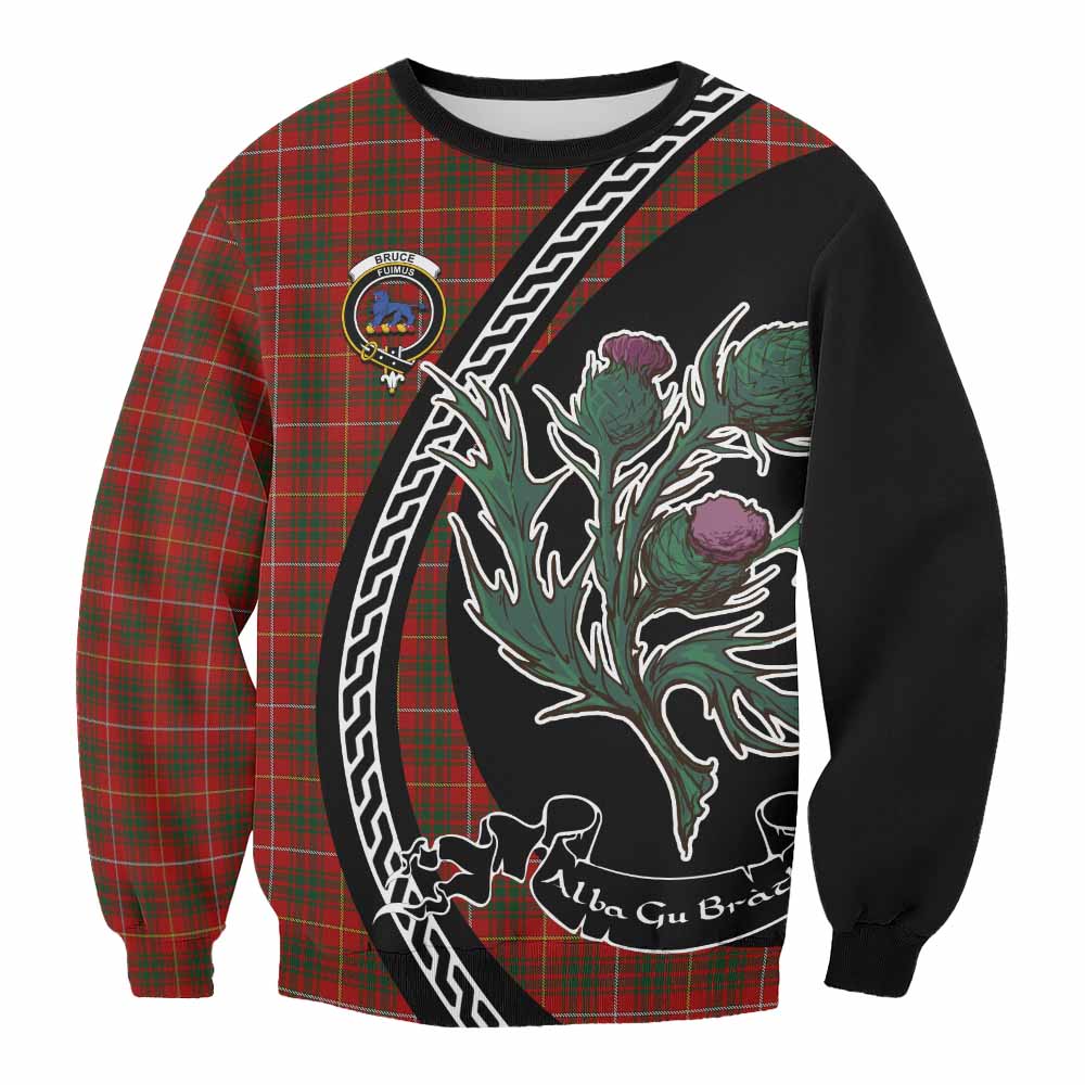 Bruce Family Crest Tartan Sweatshirt Alba Thistle Inspired - Tartan Vibes Clothing