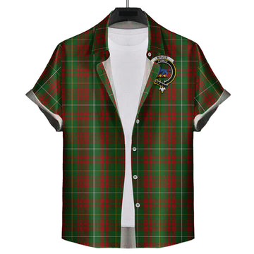 Bruce Hunting Tartan Short Sleeve Button Down Shirt with Family Crest