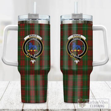 Bruce Hunting Tartan and Family Crest Tumbler with Handle