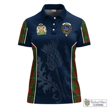 Bruce Hunting Tartan Women's Polo Shirt with Family Crest and Scottish Thistle Vibes Sport Style