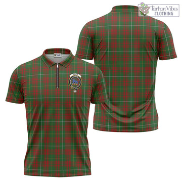 Bruce Hunting Tartan Zipper Polo Shirt with Family Crest