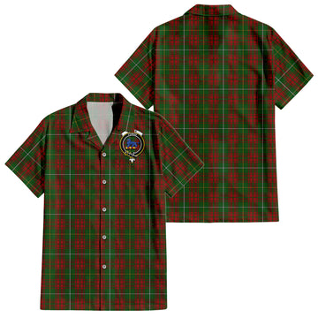 Bruce Hunting Tartan Short Sleeve Button Down Shirt with Family Crest