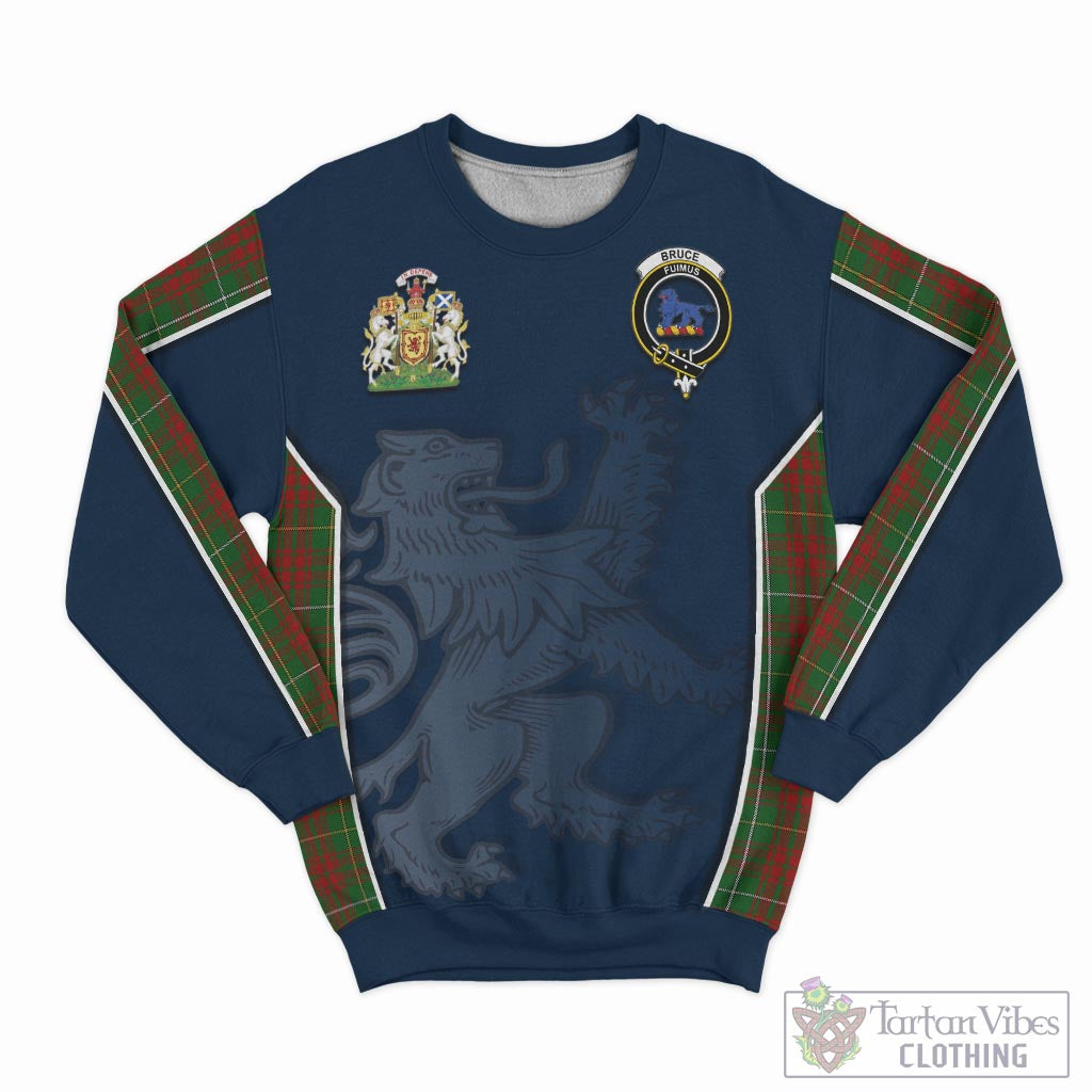 Tartan Vibes Clothing Bruce Hunting Tartan Sweater with Family Crest and Lion Rampant Vibes Sport Style