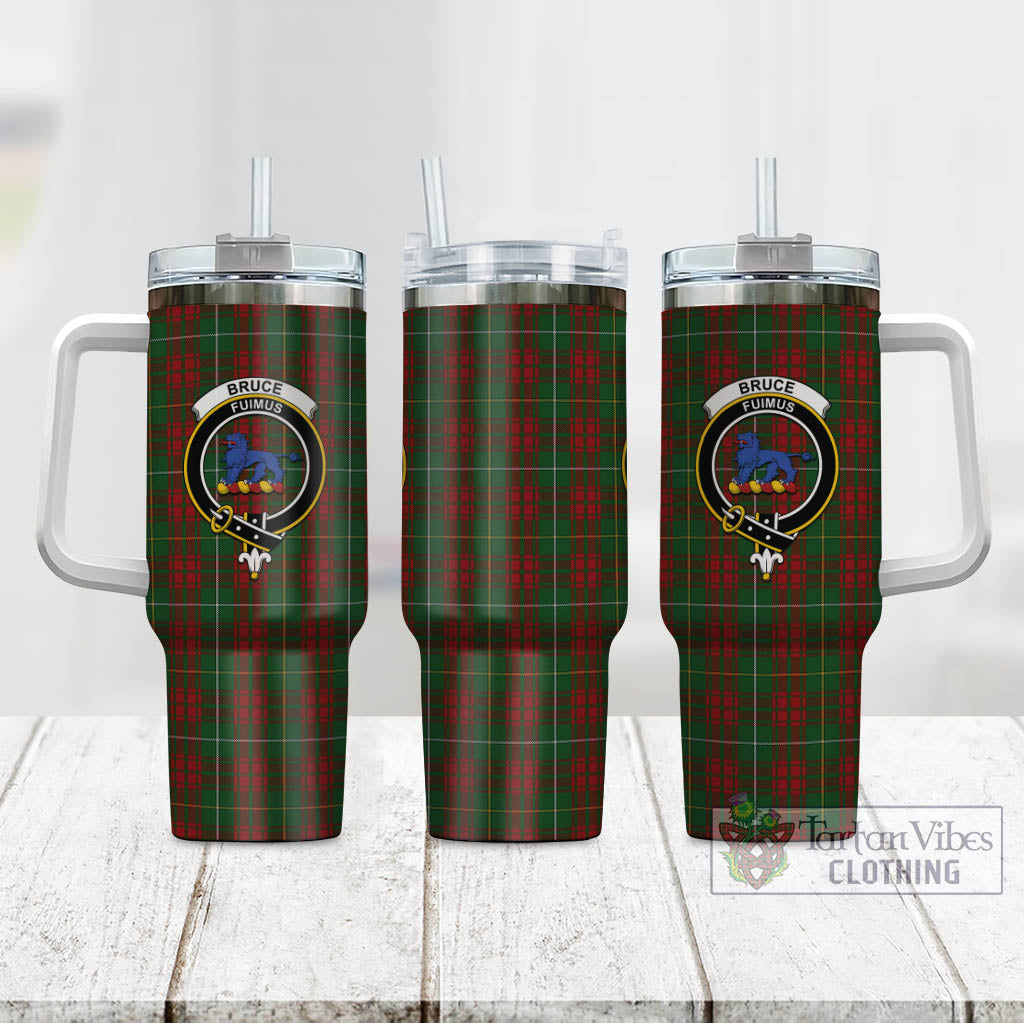 Tartan Vibes Clothing Bruce Hunting Tartan and Family Crest Tumbler with Handle