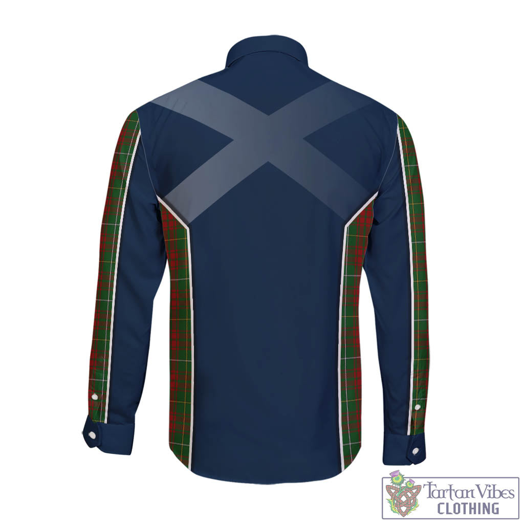 Tartan Vibes Clothing Bruce Hunting Tartan Long Sleeve Button Up Shirt with Family Crest and Lion Rampant Vibes Sport Style