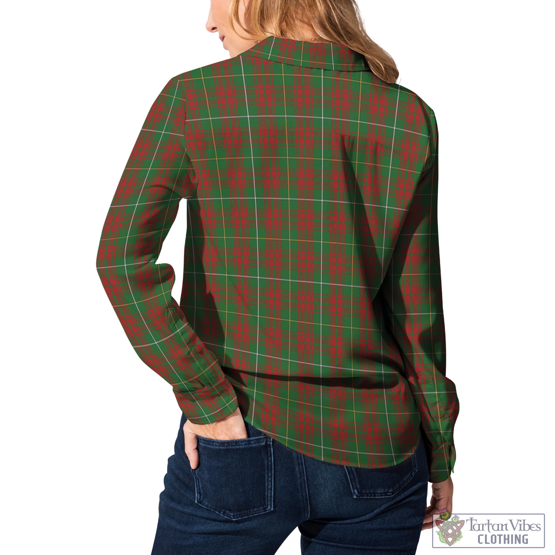 Tartan Vibes Clothing Bruce Hunting Tartan Womens Casual Shirt with Family Crest