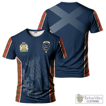 Bruce Modern Tartan T-Shirt with Family Crest and Scottish Thistle Vibes Sport Style