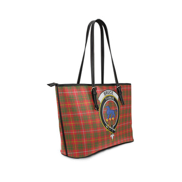 Bruce Modern Tartan Leather Tote Bag with Family Crest