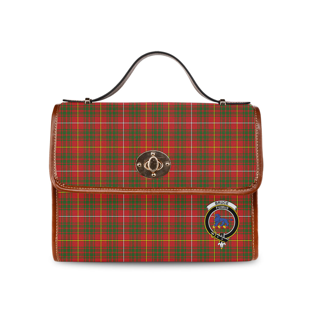 Bruce Modern Tartan Leather Strap Waterproof Canvas Bag with Family Crest - Tartanvibesclothing