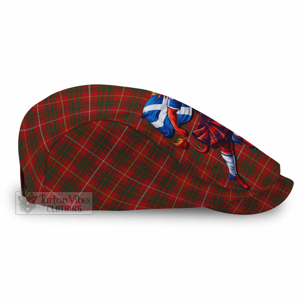 Bruce Scotland Football Tartan Flat Cap, Jeff Cap Lion Mascot Go Scottish