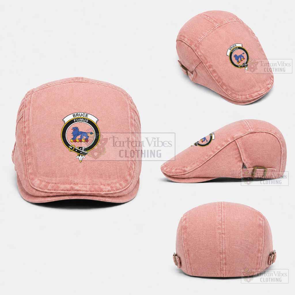 Bruce Scottish Clan Crest Washed Flat Cap - Unisex Jeff Cap One Size (Adjustable) Pink - Tartan Vibes Clothing