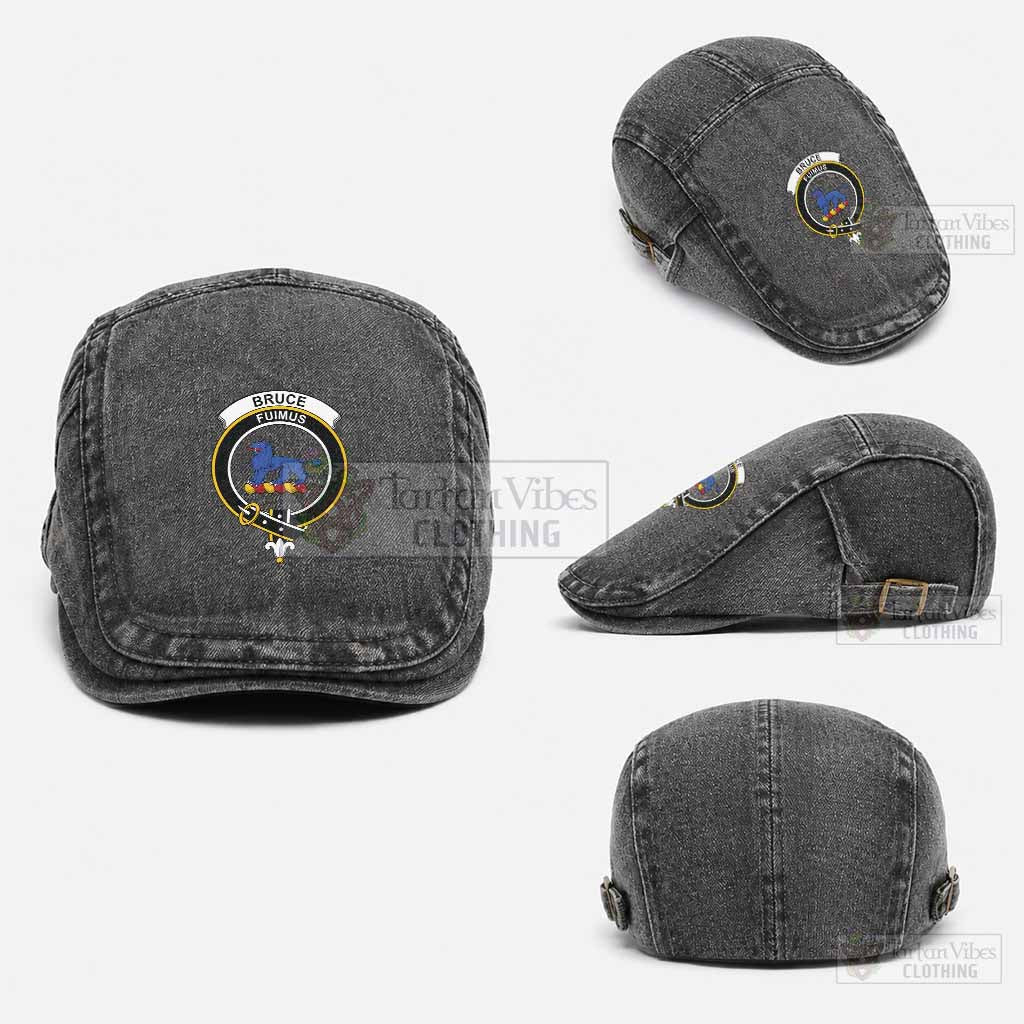 Bruce Scottish Clan Crest Washed Flat Cap - Unisex Jeff Cap One Size (Adjustable) Black - Tartan Vibes Clothing