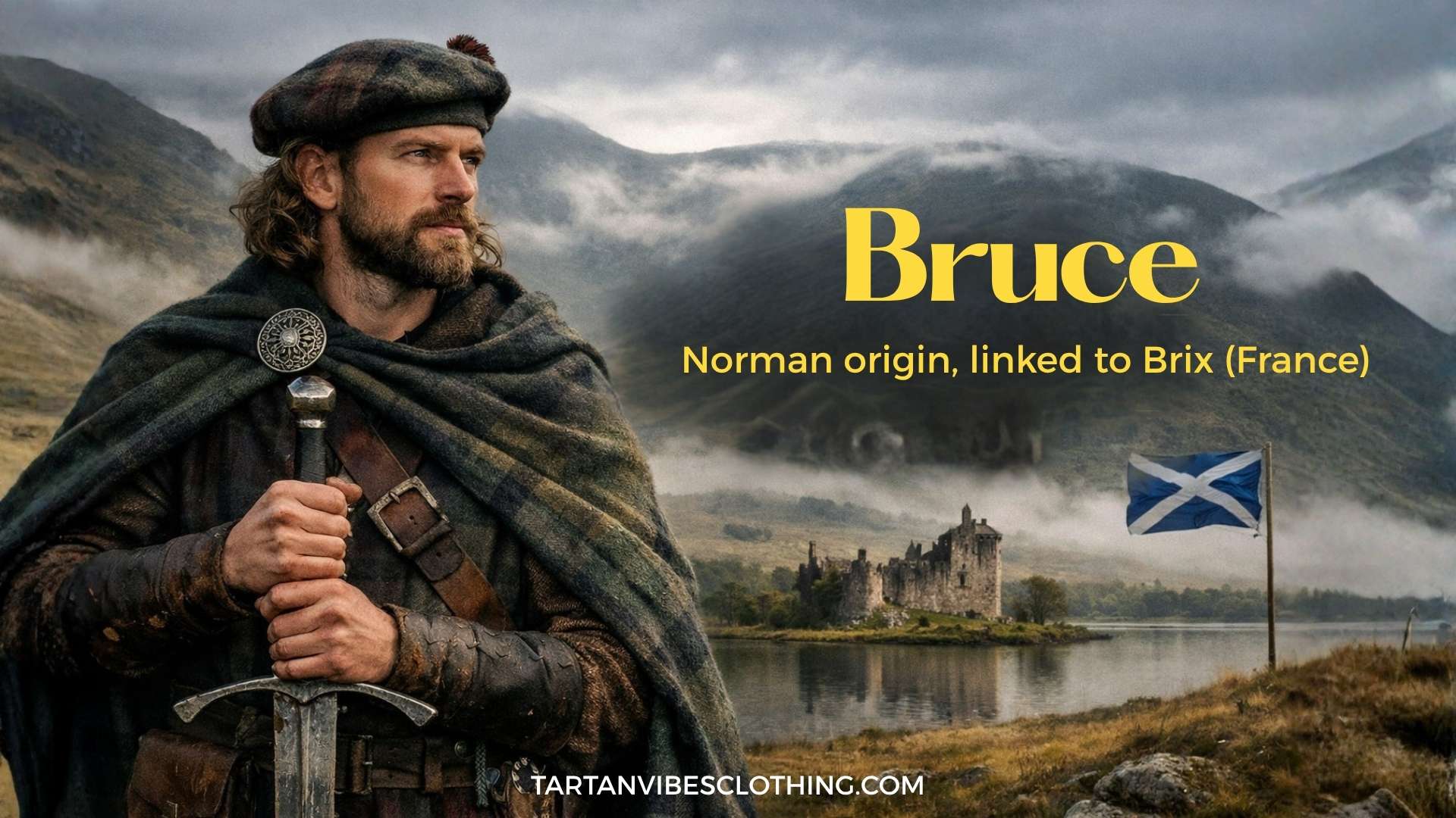 Bruce Scottish surname of Norman origin linked to historic clan roots