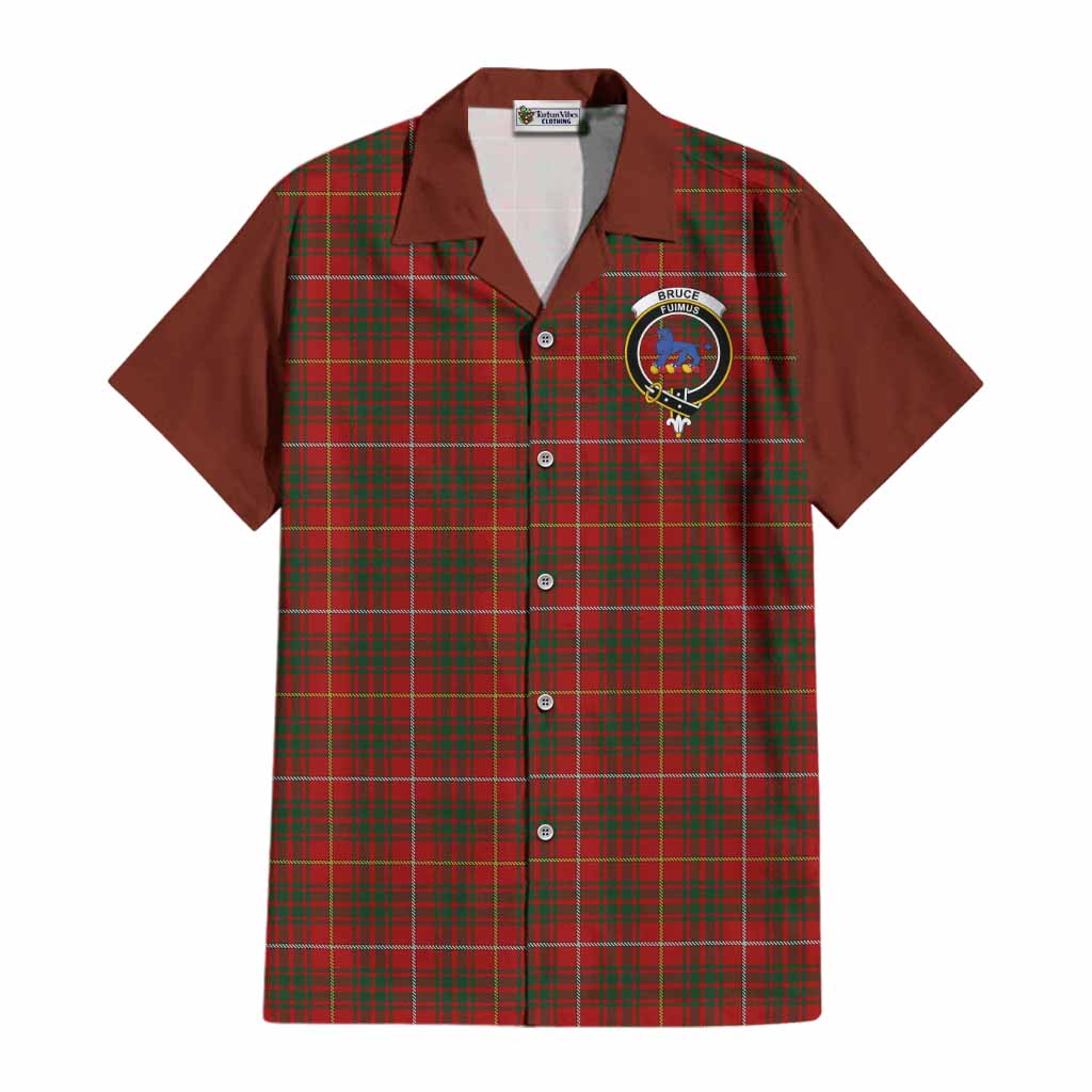 Bruce Tartan Accent Cotton Hawaiian Shirt with Family Crest
