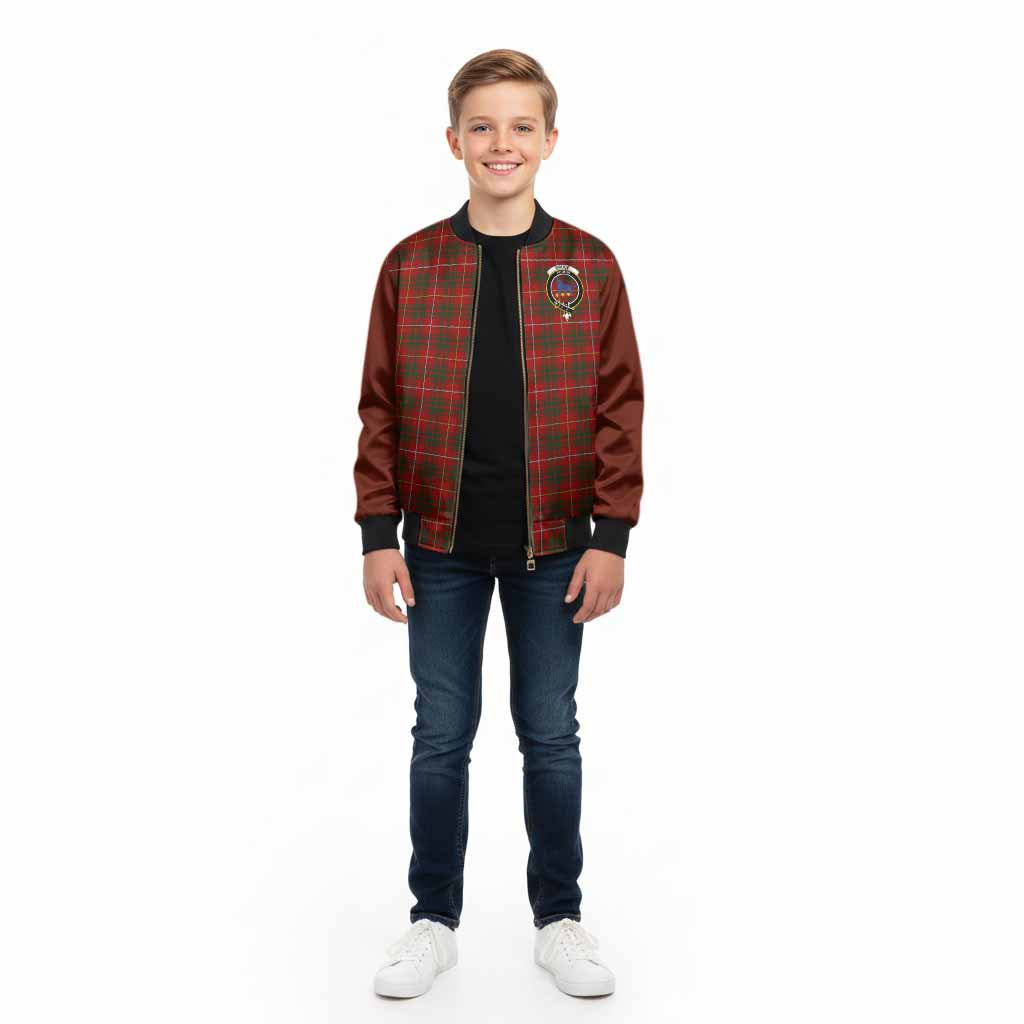 Bruce Tartan Accent Kid Bomber Jacket with Family Crest