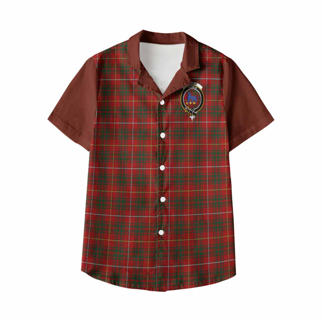 Bruce Tartan Accent Kid Hawaiian Shirt with Family Crest
