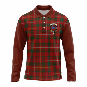 Bruce Tartan Accent Long Sleeve Polo Shirt with Family Crest