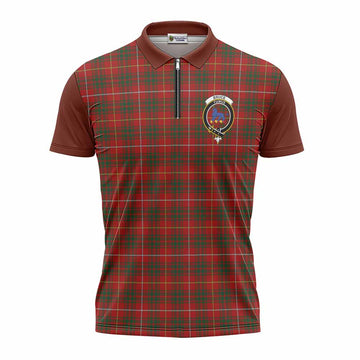 Bruce Tartan Accent Zipper Polo Shirt with Family Crest