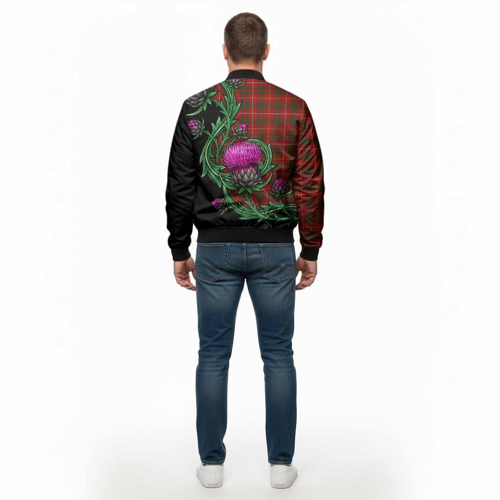 Bruce Tartan Bomber Jacket Resilient Scottish Thistle - Tartan Vibes Clothing