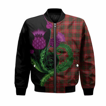 Bruce Tartan Bomber Jacket Traditional Scottish Thistle