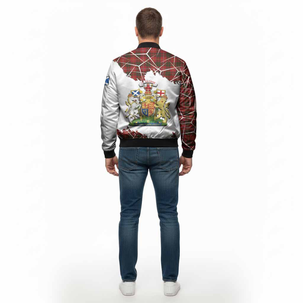 Bruce Tartan Bomber Jacket with Family Crest and Lion Rampant Grunge Style