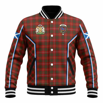 Bruce Tartan Crest Baseball Jacket Scotland Coat of Arm Flag Style