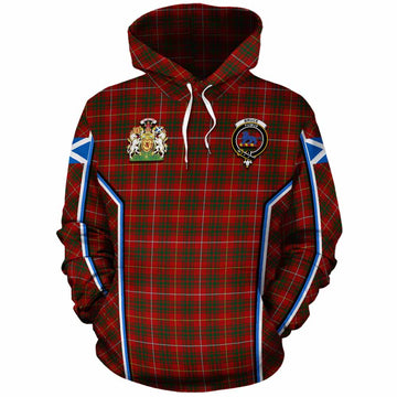 Bruce Tartan Crest Cotton Hoodie Scotland Coat of Arm Flag Style