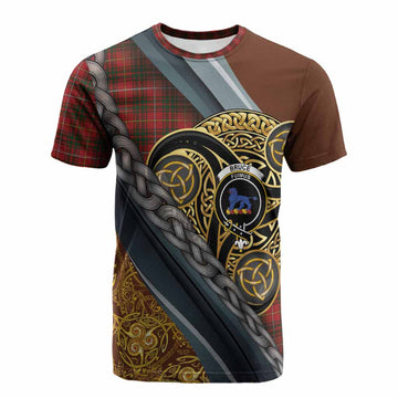 Bruce Tartan Crest Cotton T-shirt Scottish Triskele Celtic