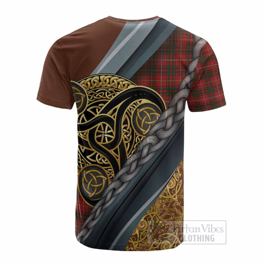 Bruce Tartan Crest Cotton T-shirt Scottish Triskele Celtic