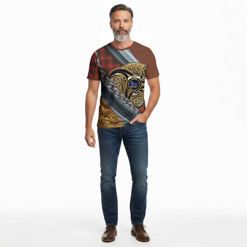 Bruce Tartan Crest Cotton T-shirt Scottish Triskele Celtic
