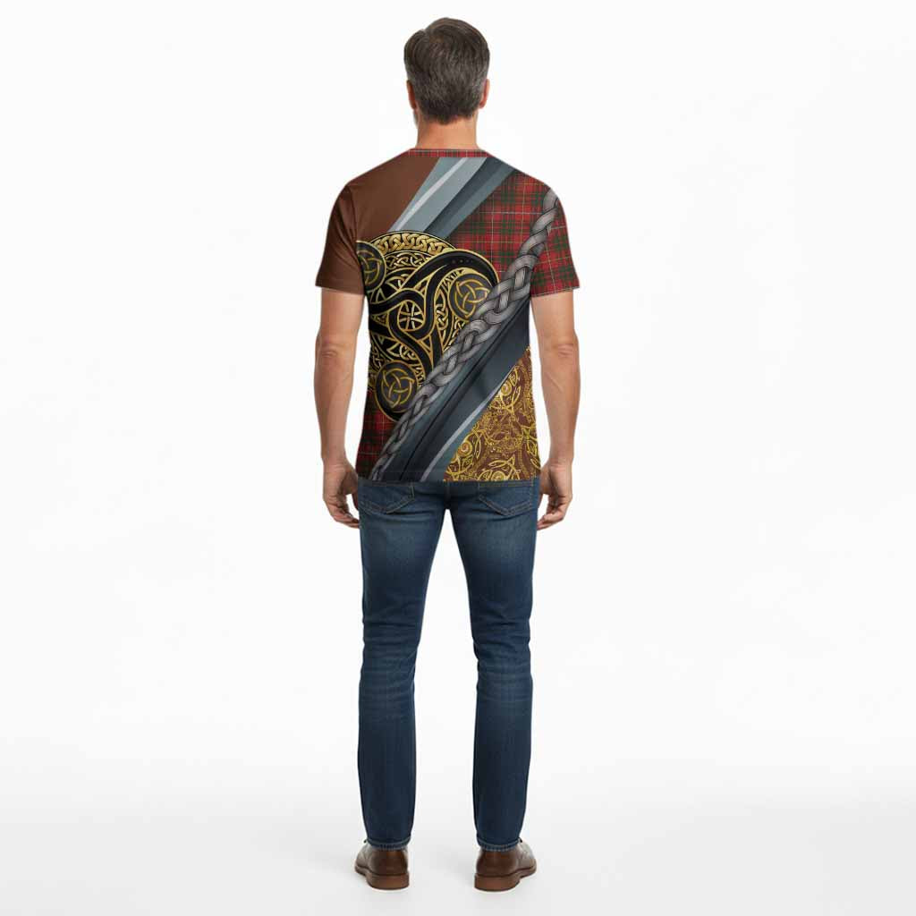 Bruce Tartan Crest Cotton T-shirt Scottish Triskele Celtic