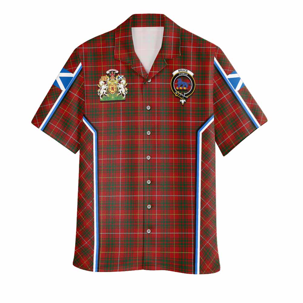 Bruce Tartan Crest Hawaiian Shirt Scotland Coat of Arm Flag Style - Tartan Vibes Clothing