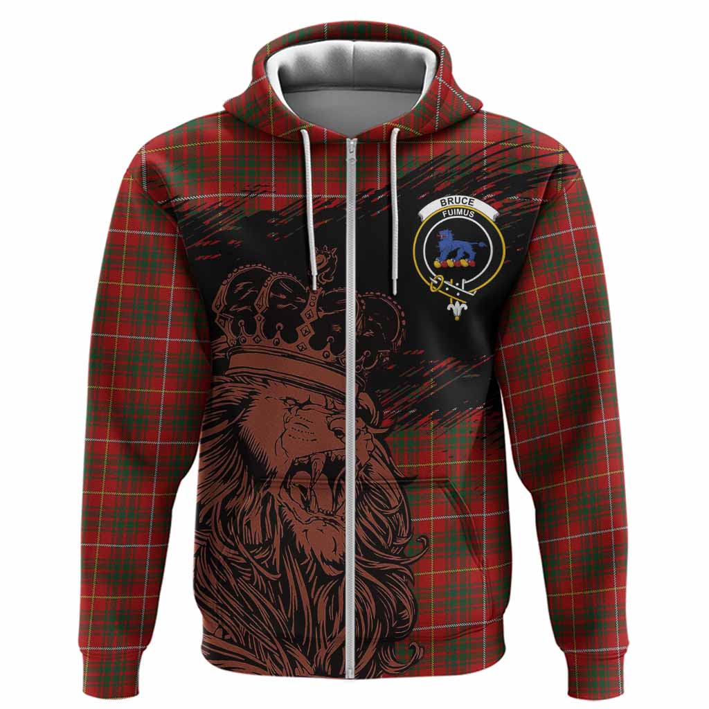 Bruce Tartan Crest Hoodie Crowned Lion Heritage Style
