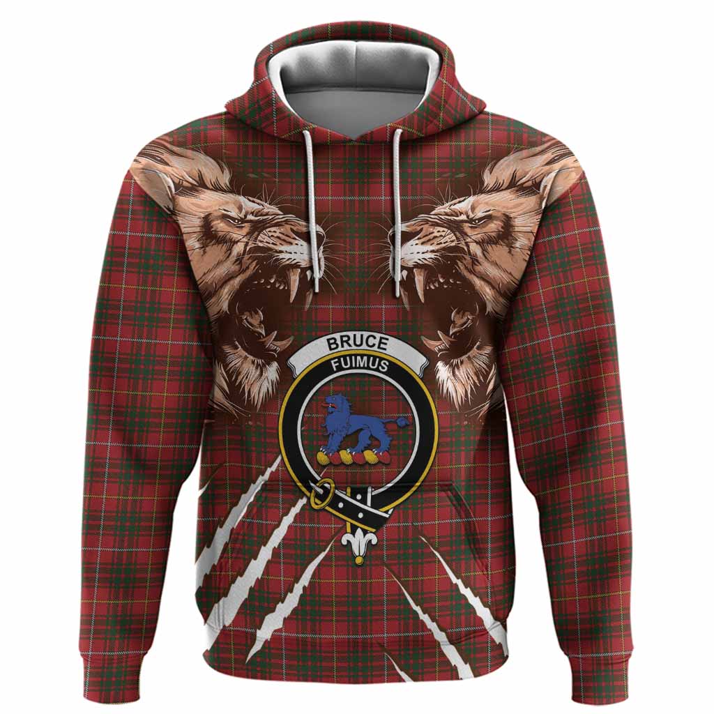 Bruce Tartan Crest Hoodie Ferocious Lion Style