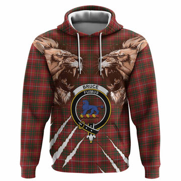 Bruce Tartan Crest Hoodie Ferocious Lion Style