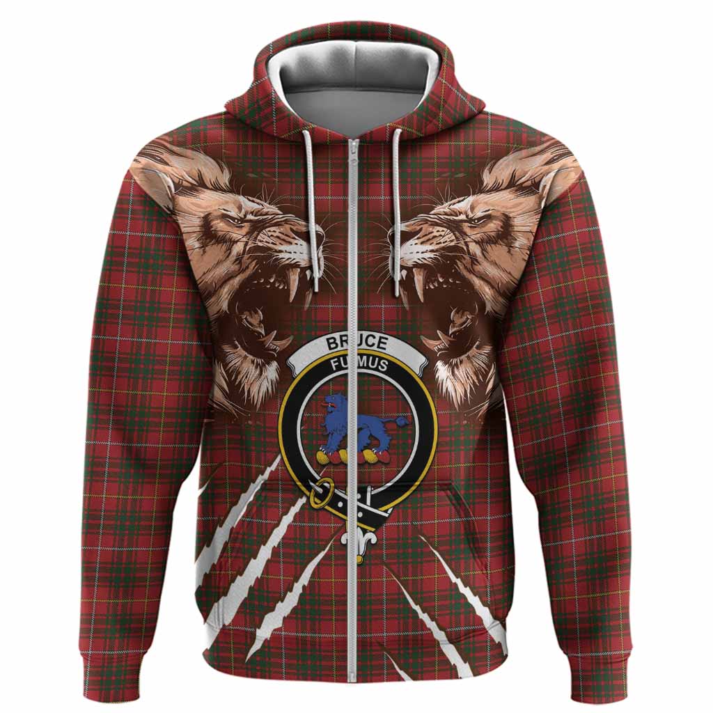 Bruce Tartan Crest Hoodie Ferocious Lion Style