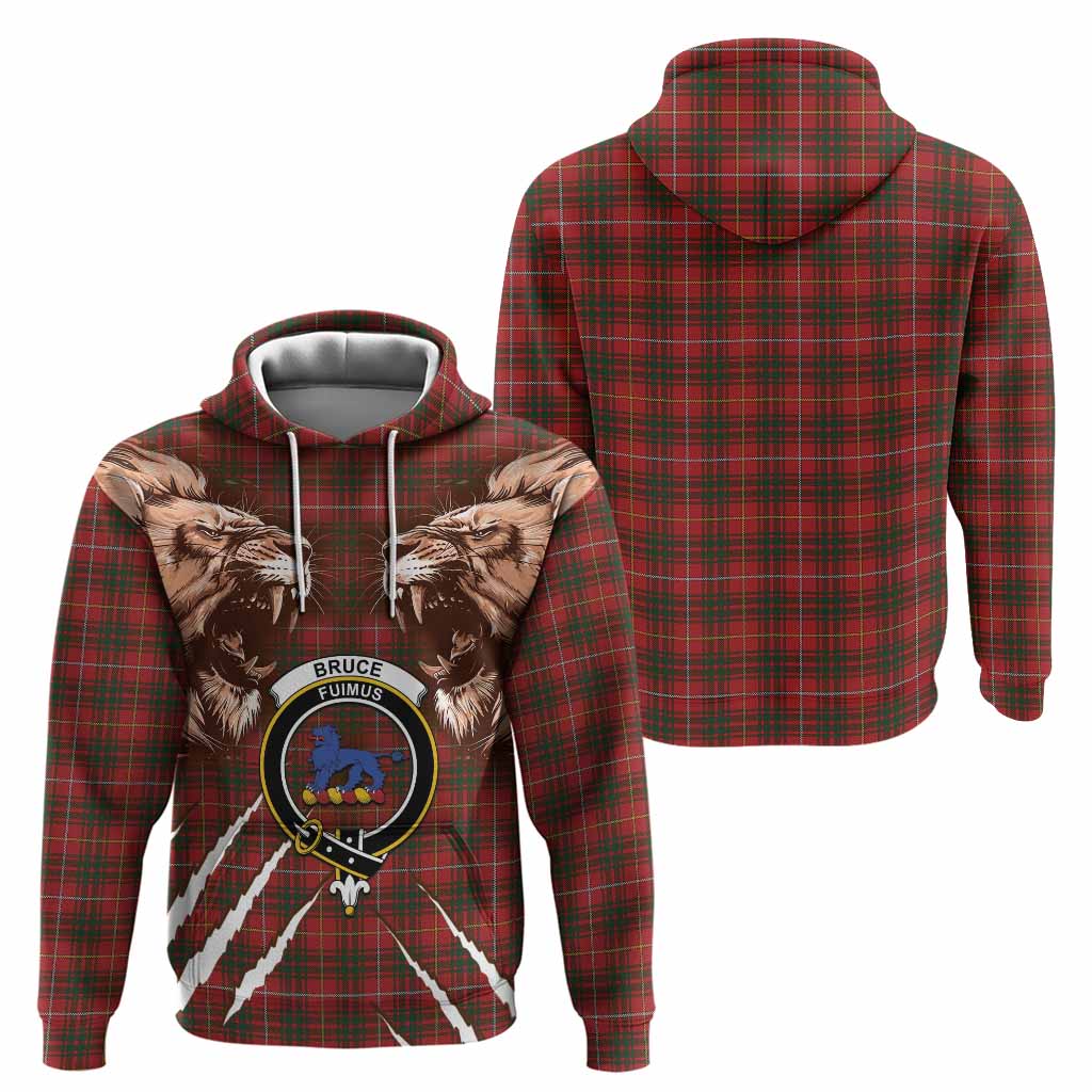 Bruce Tartan Crest Hoodie Ferocious Lion Style