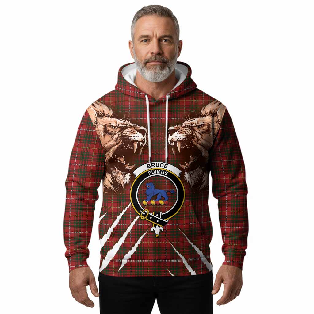 Bruce Tartan Crest Hoodie Ferocious Lion Style