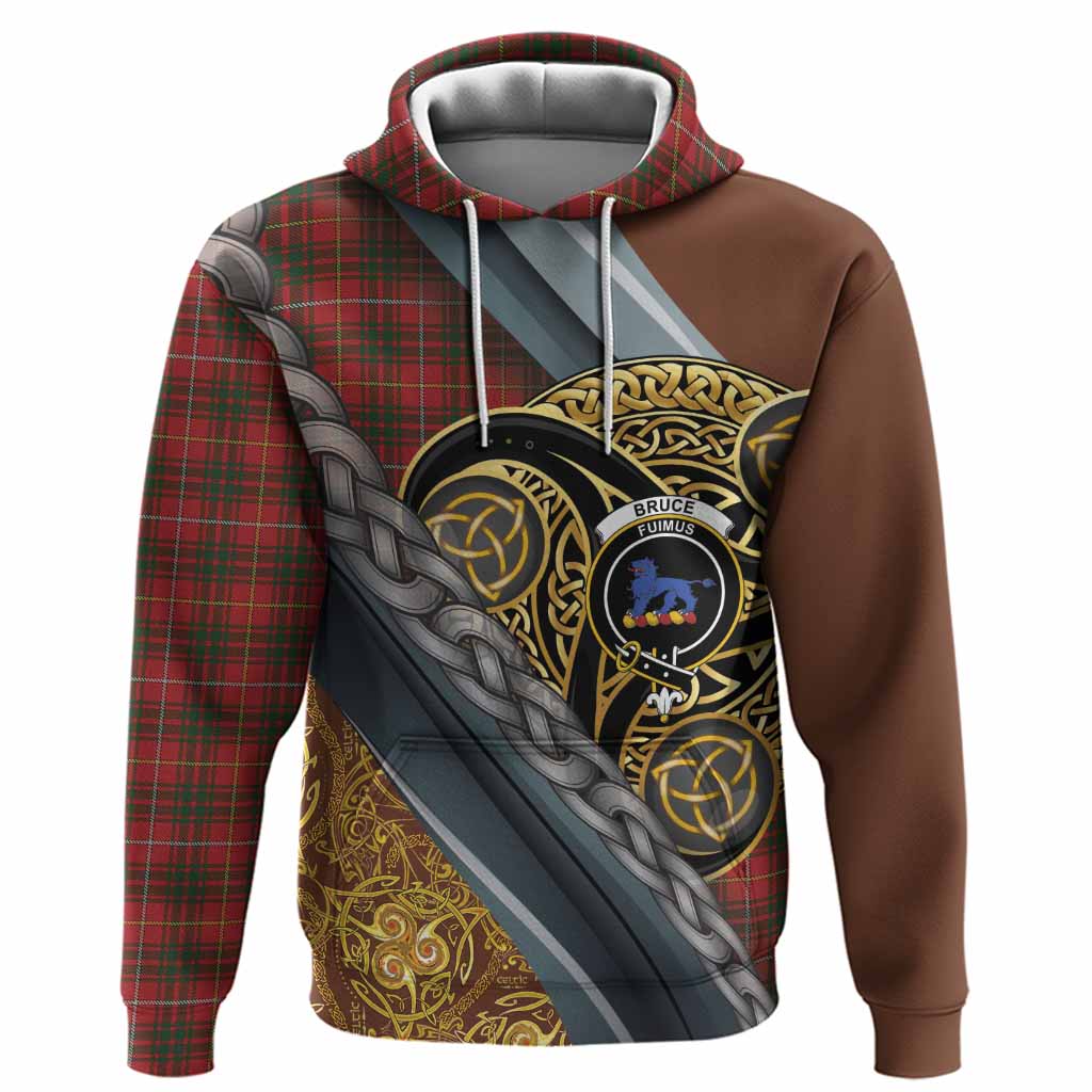 Bruce Tartan Crest Hoodie Scottish Triskele Celtic