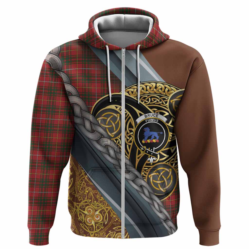 Bruce Tartan Crest Hoodie Scottish Triskele Celtic