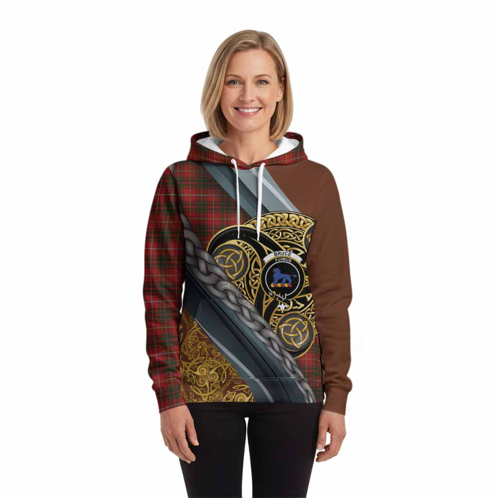 Bruce Tartan Crest Hoodie Scottish Triskele Celtic