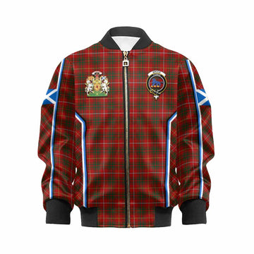 Bruce Tartan Crest Kid Bomber Jacket Scotland Coat of Arm Flag Style